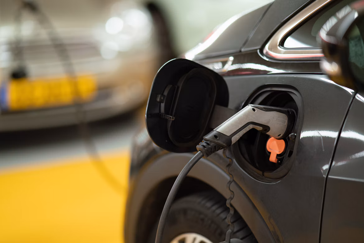 Commercial EV chargers in car park
